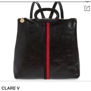 clare v marcelle backpack black rustic stripe